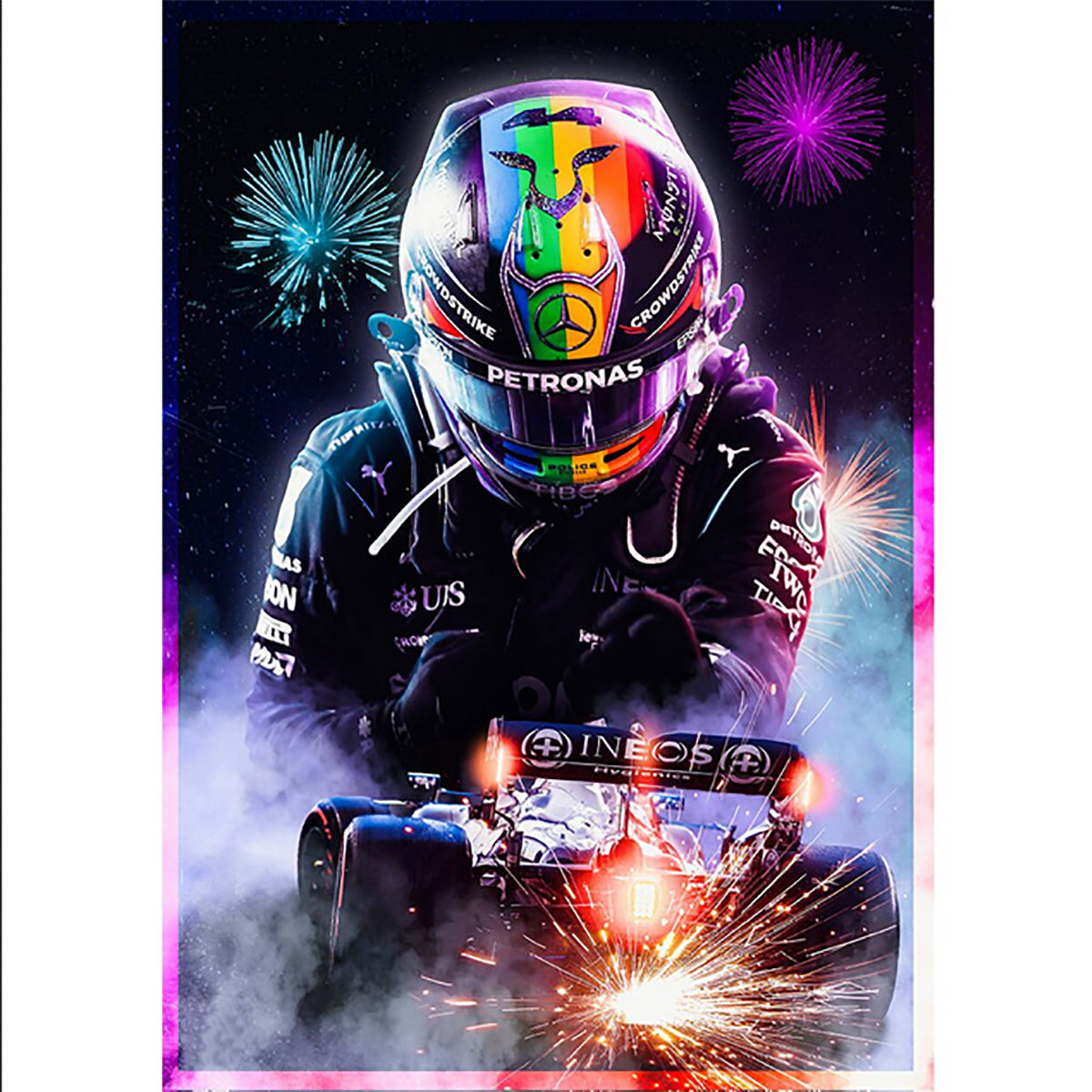TPFLiving Poster Leinwand / Formel 1 2022 - Formel 1 Pilot - Rennfahrer - Lewis Hamilton / Verschiedene Größen - OHNE Rahmen - Modell SY1060