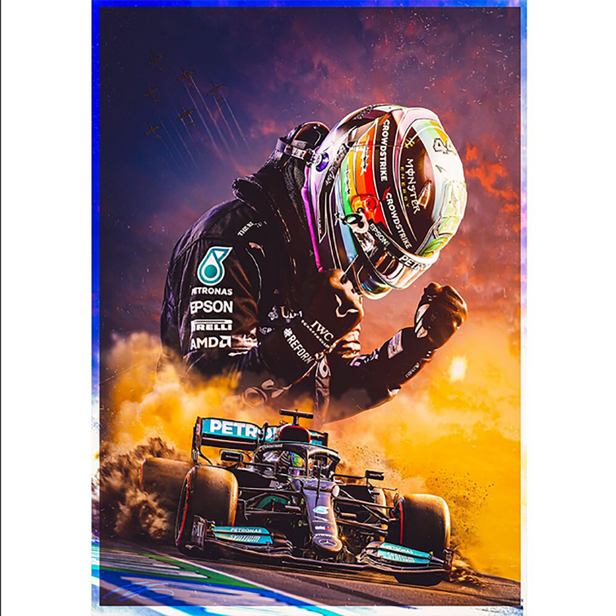 TPFLiving Poster Leinwand / Formel 1 2022 - Formel 1 Pilot - Rennfahrer - Lewis Hamilton / Verschiedene Größen - OHNE Rahmen - Modell SY1062