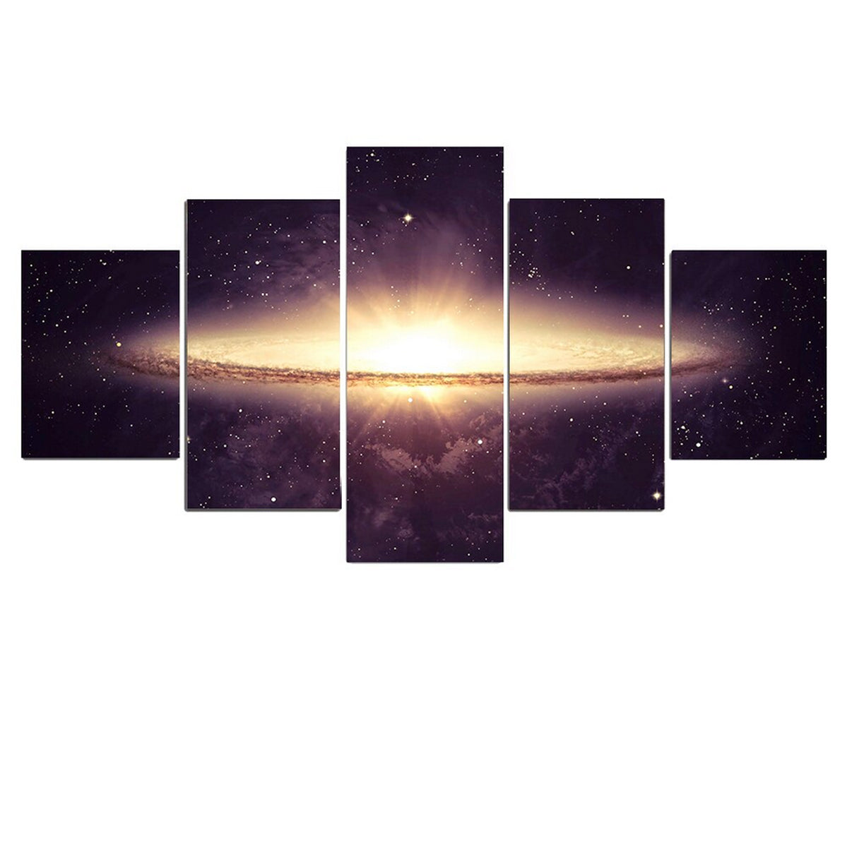 TPFLiving Poster Leinwand / 5 teiliges Wandbild - Universum, Erde, Planeten und Sterne / Verschiedene Größen - OHNE Rahmen - Modell L-032326