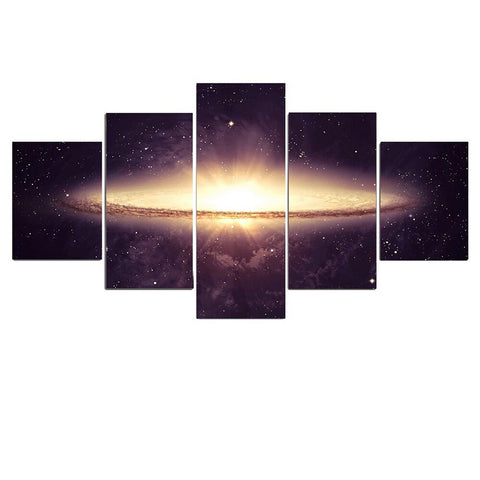 TPFLiving Poster Leinwand / 5 teiliges Wandbild - Universum, Erde, Planeten und Sterne / Verschiedene Größen - OHNE Rahmen - Modell L-032326