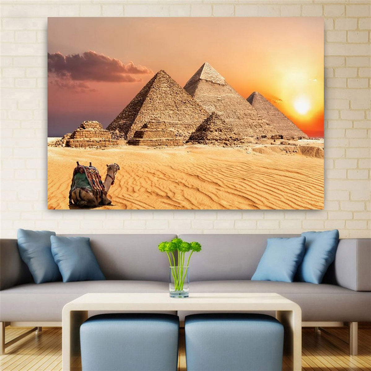 TPFLiving Poster Leinwand / Ägyptische Landschaften, Wüste, Pyramiden, Sphinx / Verschiedene Größen - OHNE Rahmen - Modell 1006097392