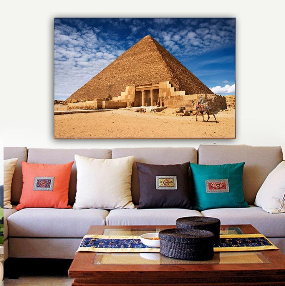 TPFLiving Poster Traumpreisfabrik / Pyramids, – Egyptian Desert, Landscapes, Canvas Sphin
