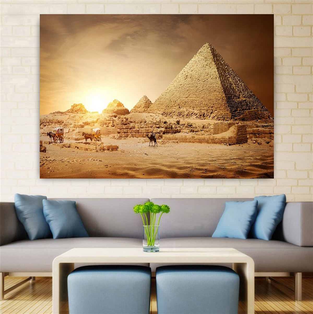 TPFLiving Poster Leinwand / Ägyptische Landschaften, Wüste, Pyramiden, Sphinx / Verschiedene Größen - OHNE Rahmen - Modell 1006097392