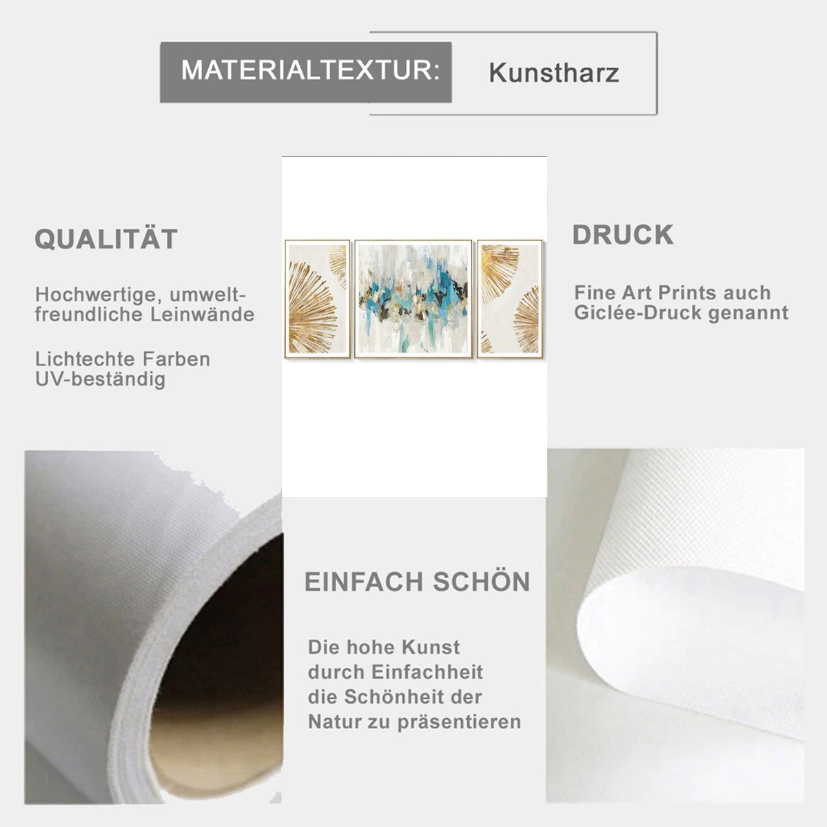 TPFLiving XXL Riesen Poster Leinwand / Breitbildformat - Abstrakte Formen - / mehrere Motive in verschiedenen Größen - OHNE Rahmen - Modell SET6