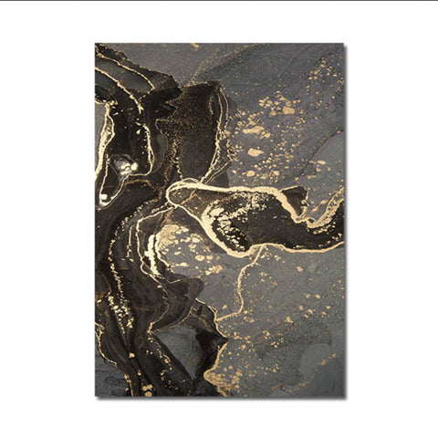 TPFLiving Luxus Poster Leinwand - Abstrakte Strukturen in Gold, Schwarz und Grau - 14 verschiedene Größen - OHNE Rahmen - Modell B