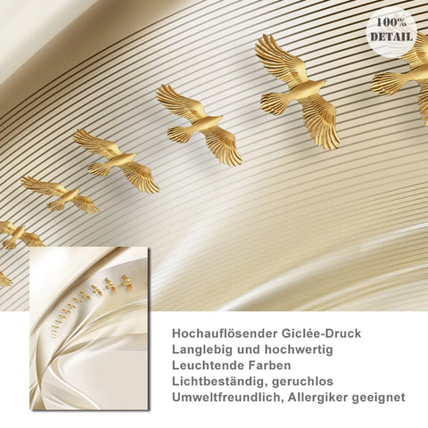 TPFLiving Luxus Poster Leinwand -Abstrakte Strukturen - Beige, Weiß, Gold - 13 verschiedene Größen - Günstiges 3-er Set OHNE Rahmen - SET