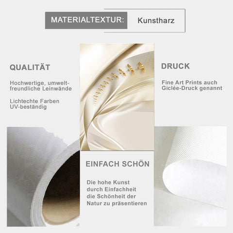 TPFLiving Luxus Poster Leinwand -Abstrakte Strukturen - Beige, Weiß, Gold - 13 verschiedene Größen - Günstiges 3-er Set OHNE Rahmen - SET