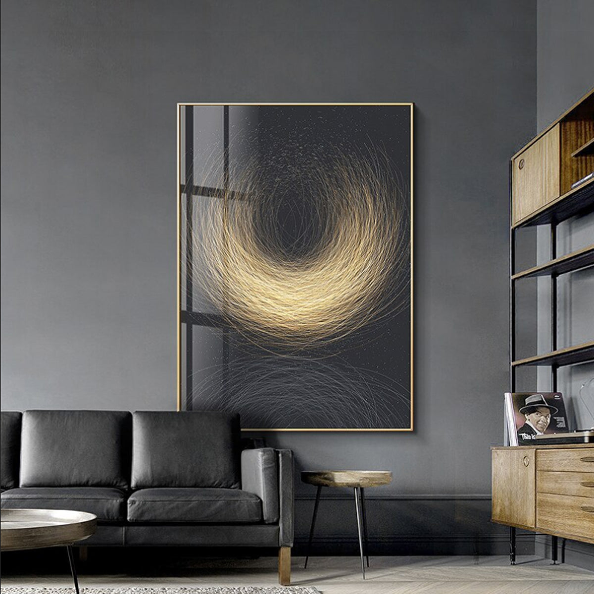 TPFLiving Luxus Poster Leinwand - Abstrakte Motive - Gold, Grau, Schwarz - 13 verschiedene Größen - OHNE Rahmen - Modell A