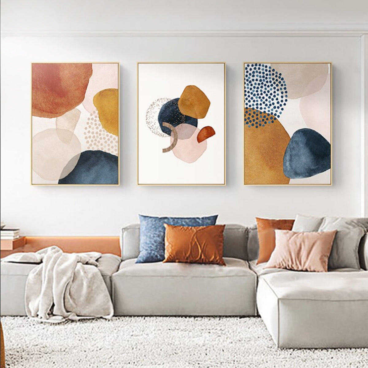 TPFLiving Canvas Picture Art Print - Nordic Art Abstract Shapes in Bro –  Traumpreisfabrik