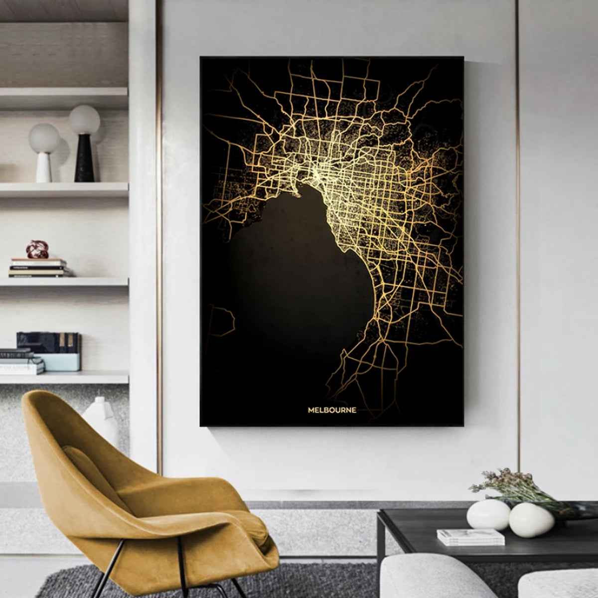 TPFLiving Luxus Poster Leinwand - Die Welt bei Nacht - Beleuchtete Stadtpläne berühmter Metropolen - 14 verschiedene Größen - OHNE Rahmen - Modell L: Wien