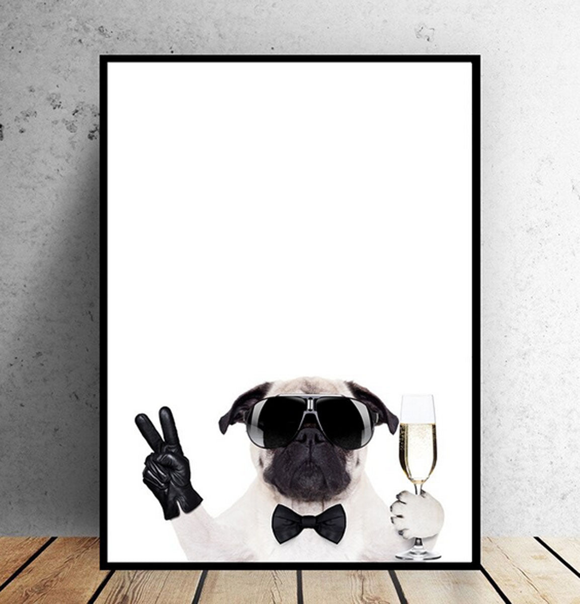TPFLiving Poster Leinwand / Lustige Hunde mit Kopfhörer, Brille und Sektglas / mehrere Motive in verschiedenen Größen - OHNE Rahmen - Modell FB1047-C