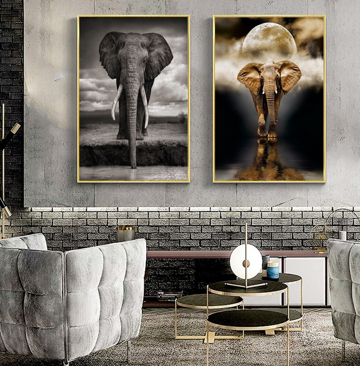 TPFLiving poster canvas / majestic large elephant in brown and white / –  Traumpreisfabrik
