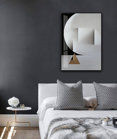 TPFLiving Leinwandbild Kunstdruck - Nordic Art Abstrakte Formen - Schwarz, Weiß, Grau, Gold - OHNE Rahmen - Bilder Wohnzimmer - Modell TPFL-LW-73-MD