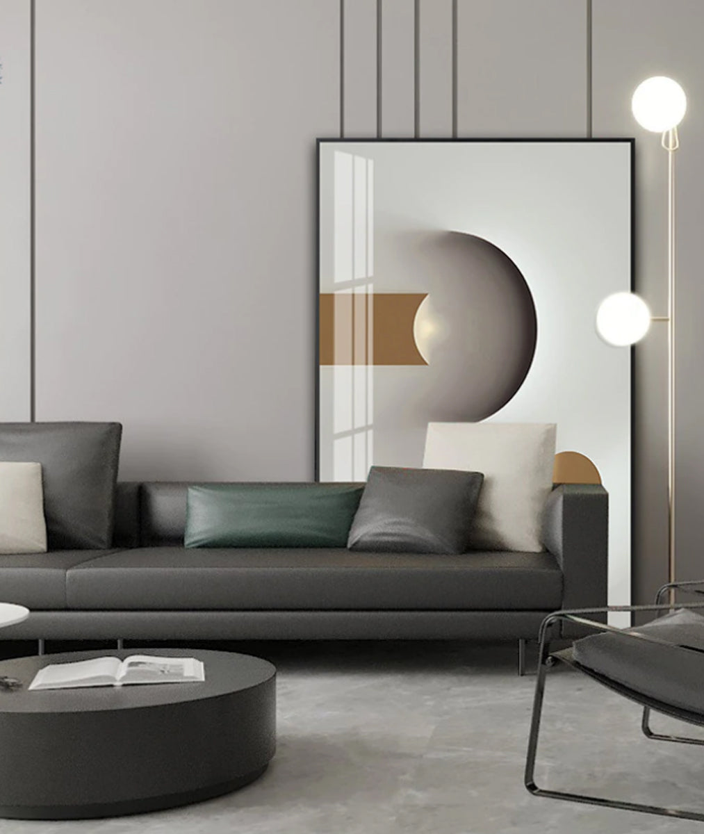 TPFLiving Leinwandbild Kunstdruck - Nordic Art Abstrakte Formen - Schwarz, Weiß, Grau, Gold - OHNE Rahmen - Bilder Wohnzimmer - Modell TPFL-LW-73-MD