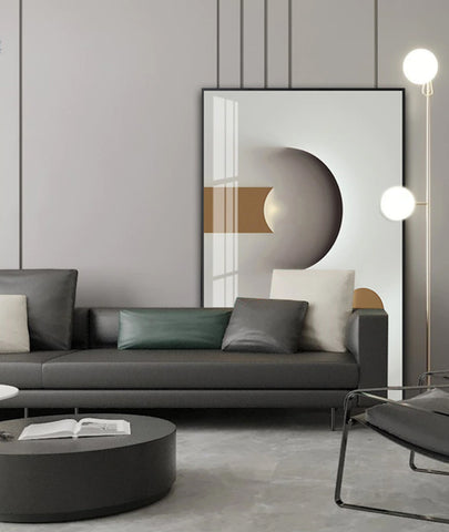 TPFLiving Leinwandbild Kunstdruck - Nordic Art Abstrakte Formen - Schwarz, Weiß, Grau, Gold - OHNE Rahmen - Bilder Wohnzimmer - Modell TPFL-LW-73-MD