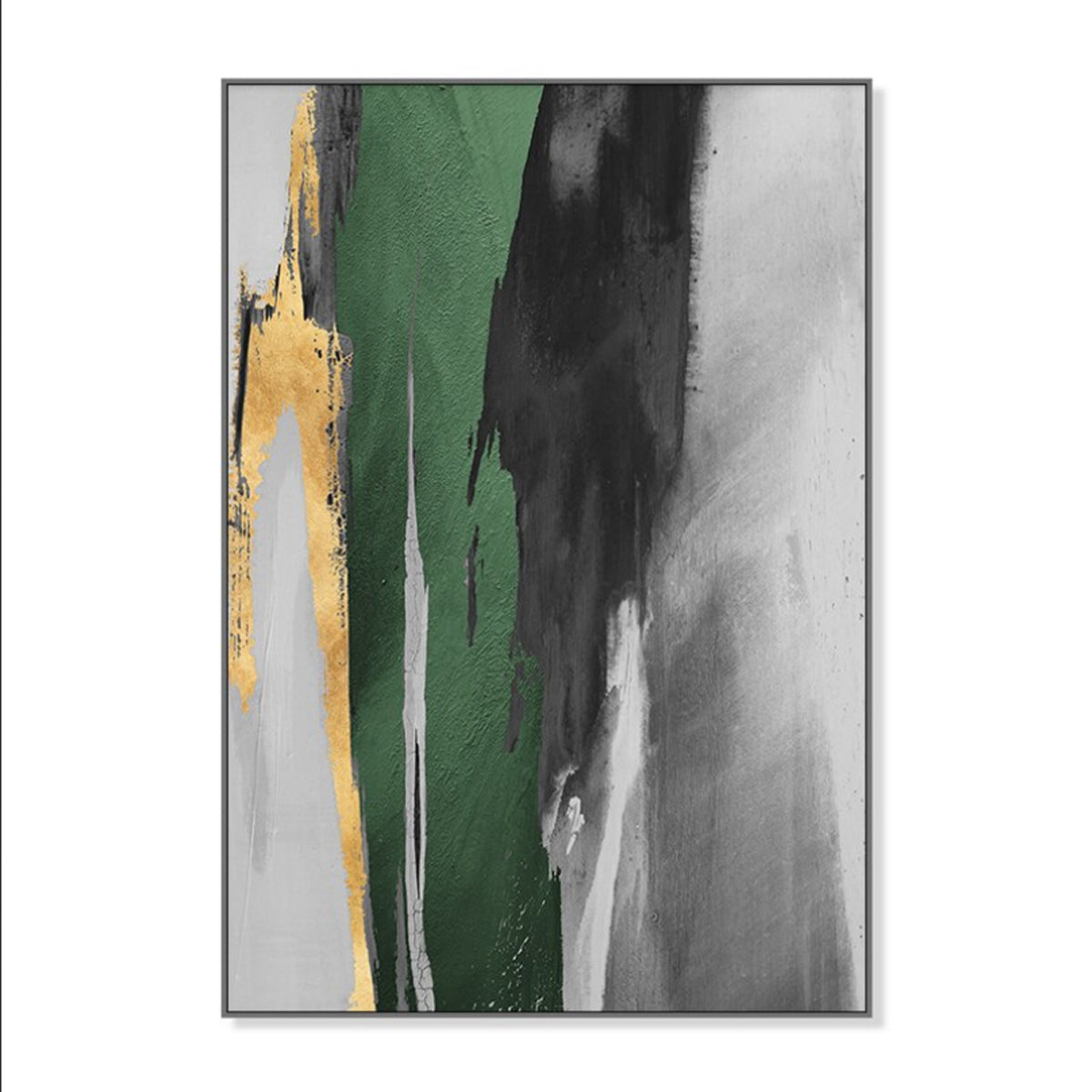 TPFLiving Leinwandbild Kunstdruck - Nordic Art Abstraktes Motiv in Grün, Grau, Gold und Schwarz - OHNE Rahmen - Bilder Wohnzimmer - Modell TPFL-LW-78-MB