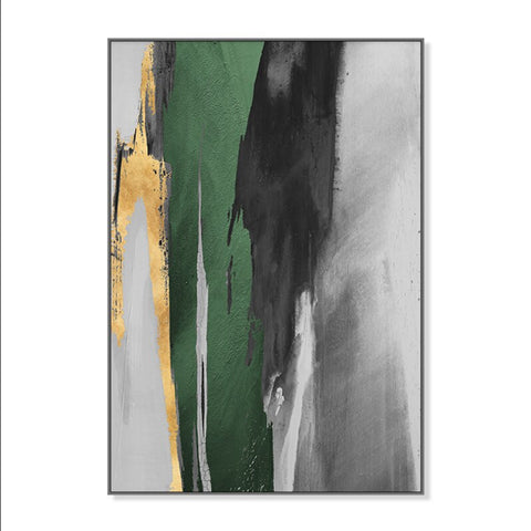 TPFLiving Leinwandbild Kunstdruck - Nordic Art Abstraktes Motiv in Grün, Grau, Gold und Schwarz - OHNE Rahmen - Bilder Wohnzimmer - Modell TPFL-LW-78-MB