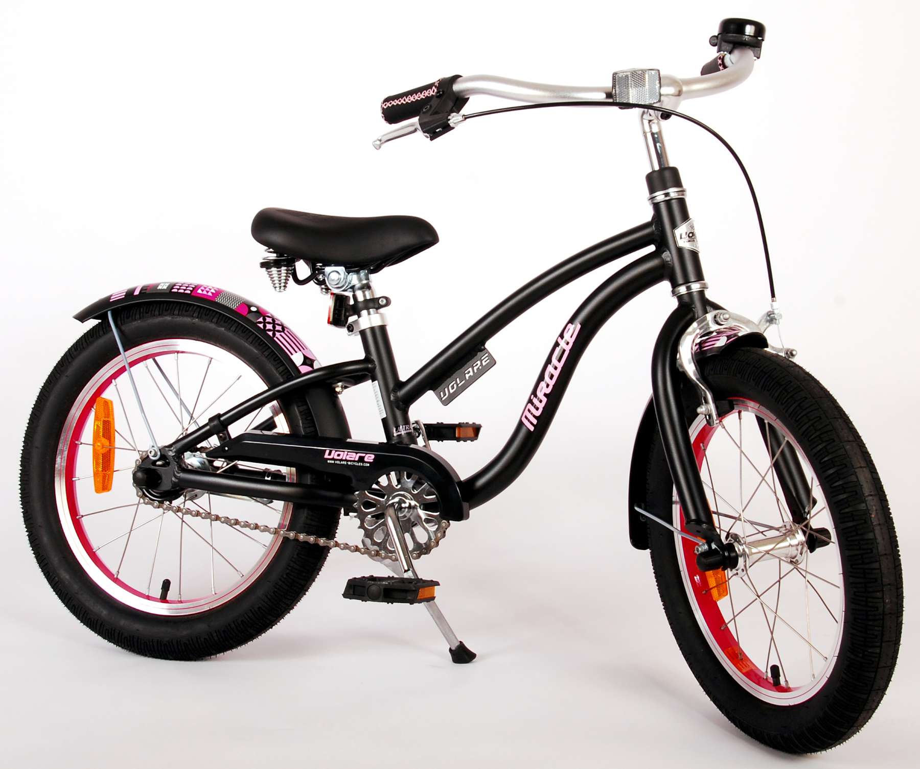 TPFSports Miracle Cruiser Kinderfahrrad - Mädchen - 16 Zoll - Rücktritt + Handbremse - Mattschwarz