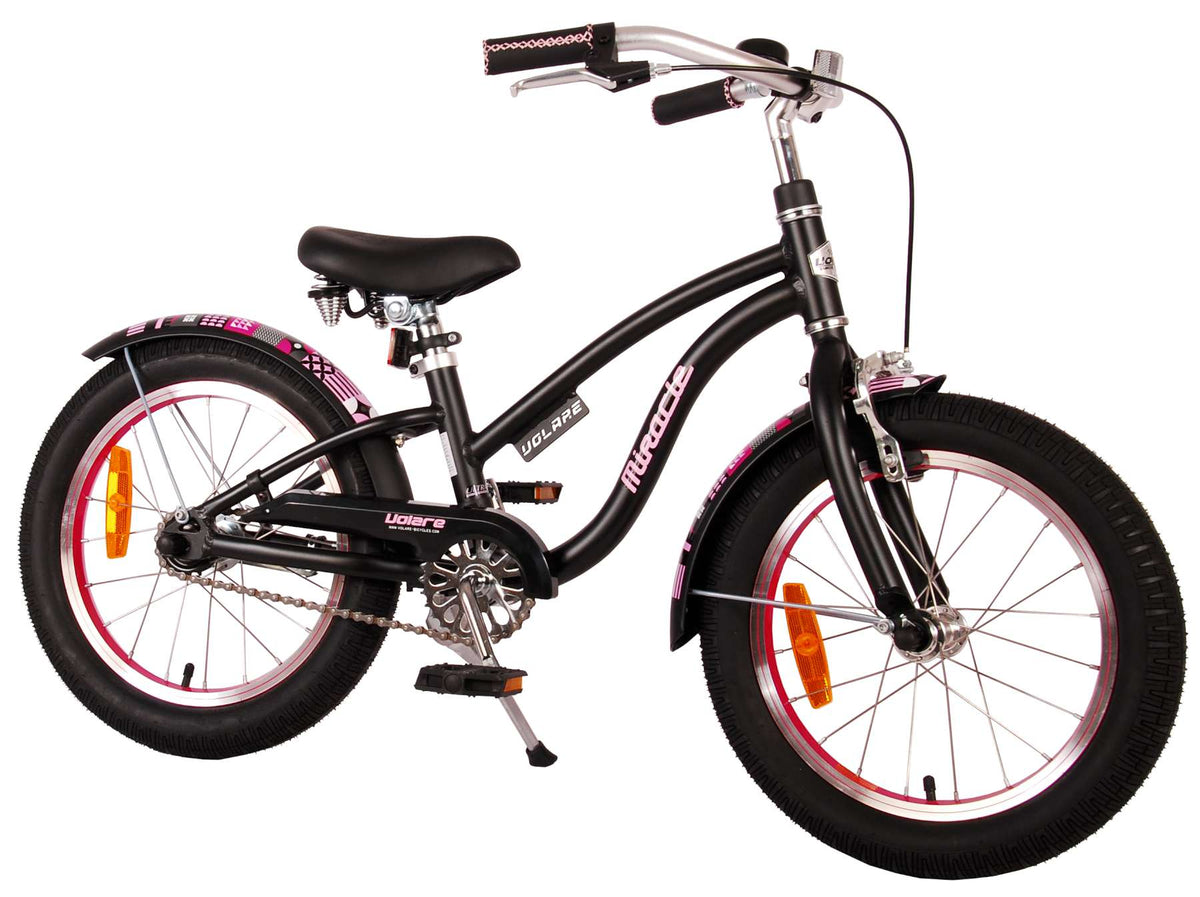 TPFSports Miracle Cruiser Kinderfahrrad - Mädchen - 16 Zoll - Rücktritt + Handbremse - Mattschwarz