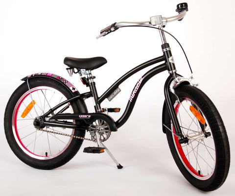 TPFSports Miracle Cruiser Kinderfahrrad - Mädchen - 18 Zoll - Rücktritt + Handbremse - Mattschwarz