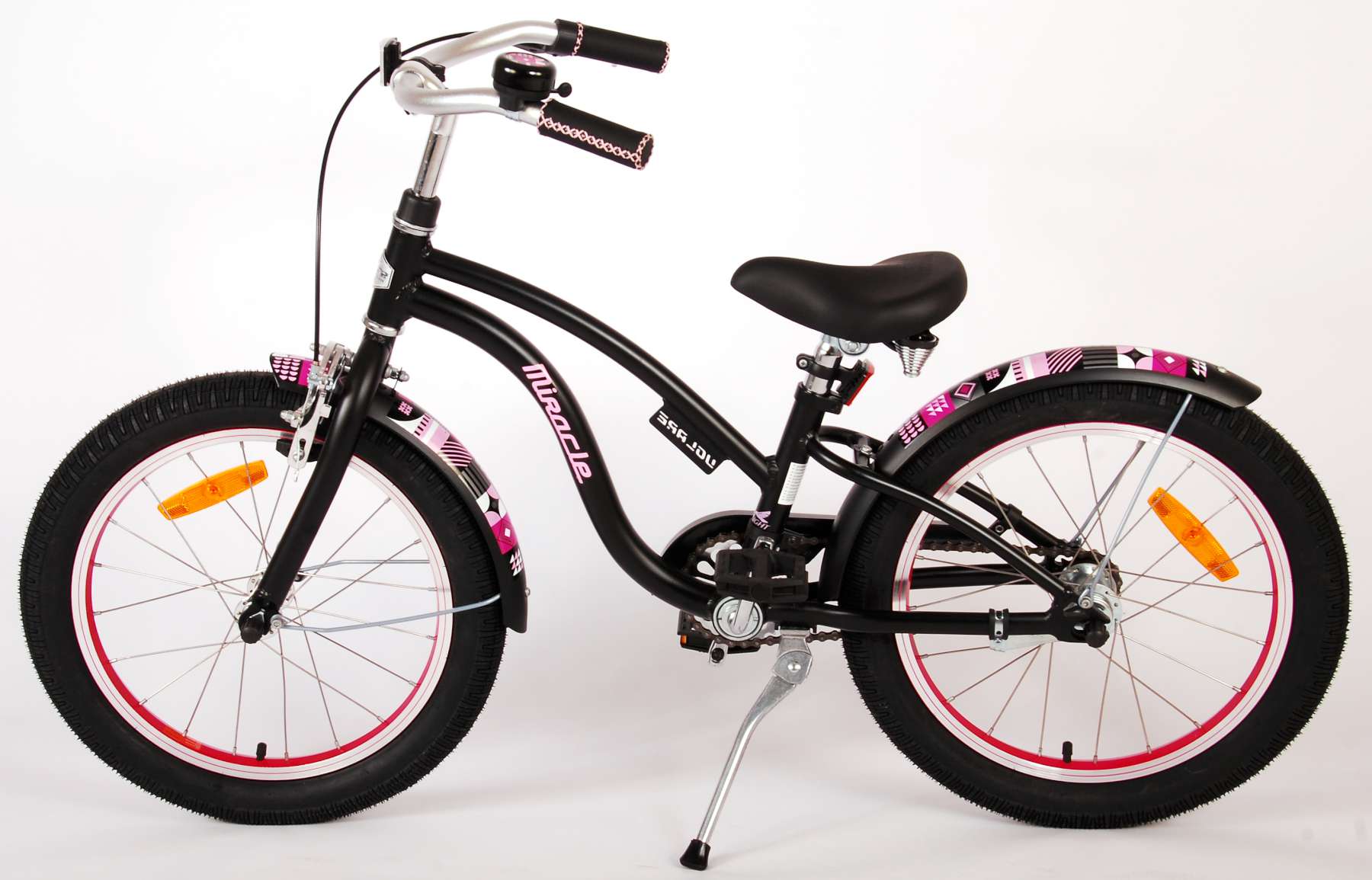 TPFSports Miracle Cruiser Kinderfahrrad - Mädchen - 18 Zoll - Rücktritt + Handbremse - Mattschwarz