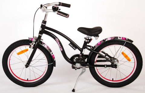 TPFSports Miracle Cruiser Kinderfahrrad - Mädchen - 18 Zoll - Rücktritt + Handbremse - Mattschwarz