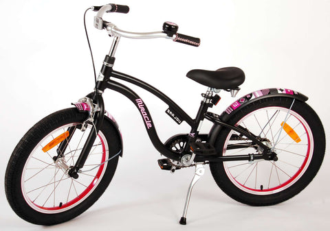 TPFSports Miracle Cruiser Kinderfahrrad - Mädchen - 18 Zoll - Rücktritt + Handbremse - Mattschwarz