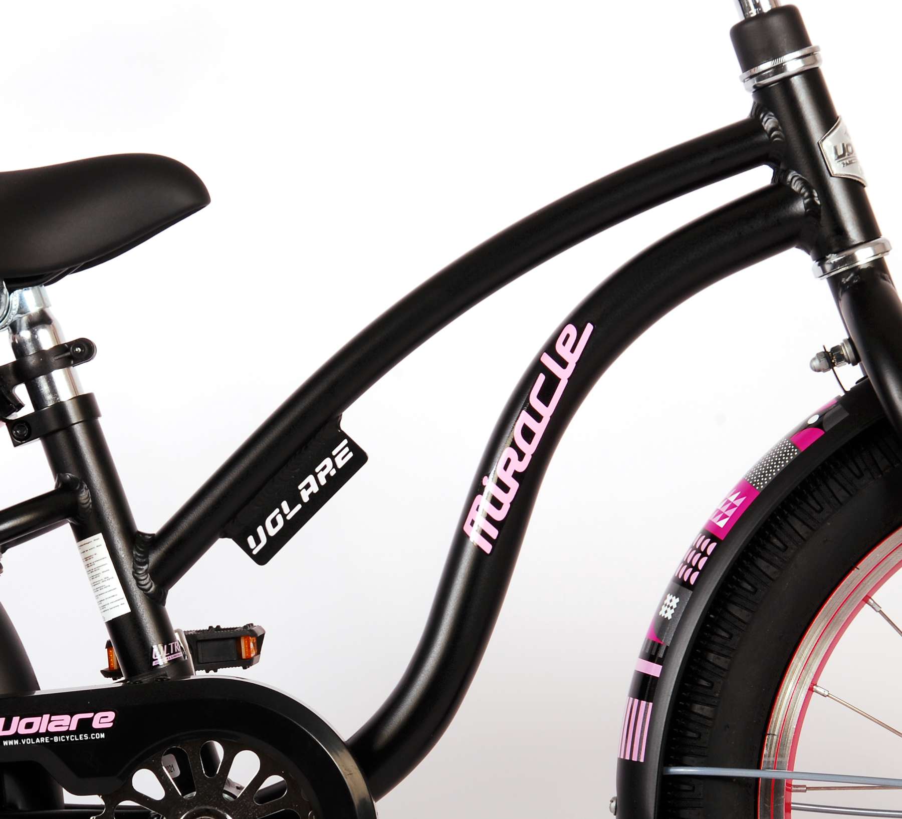 TPFSports Miracle Cruiser Kinderfahrrad - Mädchen - 18 Zoll - Rücktritt + Handbremse - Mattschwarz