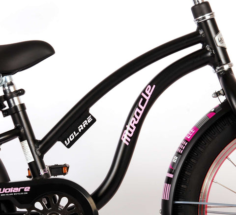 TPFSports Miracle Cruiser Kinderfahrrad - Mädchen - 18 Zoll - Rücktritt + Handbremse - Mattschwarz
