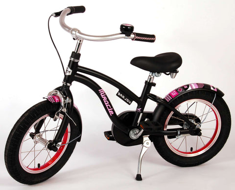 TPFSports Miracle Cruiser Kinderfahrrad - Mädchen - 14 Zoll - Rücktritt + Handbremse - Mattschwarz