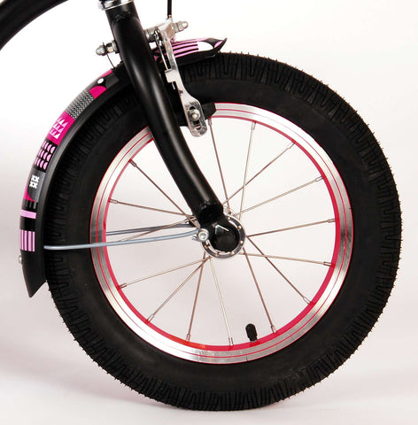 TPFSports Miracle Cruiser Kinderfahrrad - Mädchen - 14 Zoll - Rücktritt + Handbremse - Mattschwarz