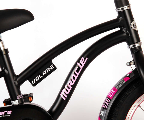 TPFSports Miracle Cruiser Kinderfahrrad - Mädchen - 14 Zoll - Rücktritt + Handbremse - Mattschwarz