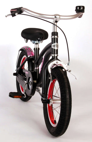 TPFSports Miracle Cruiser Kinderfahrrad - Mädchen - 14 Zoll - Rücktritt + Handbremse - Mattschwarz