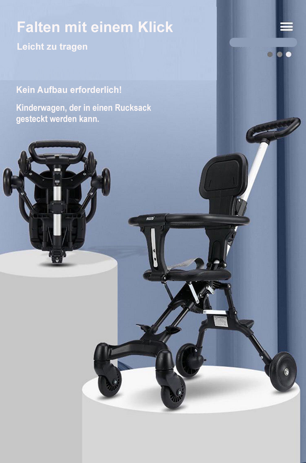 TPFLiving Klappkinderwagen aus Aluminium mit Sitzpolster