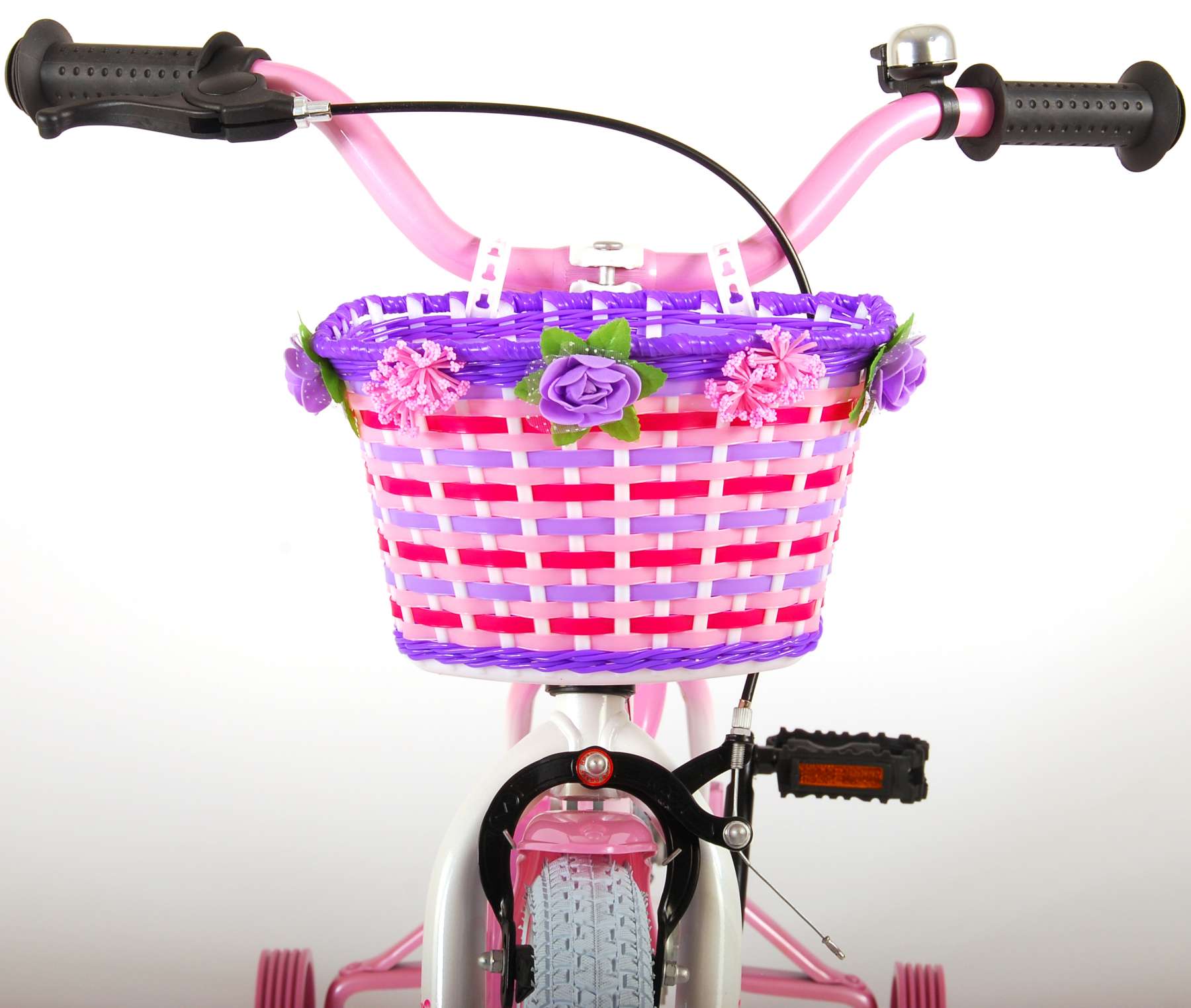 TPFSports Rose Kinderfahrrad - Mädchen - 16 Zoll - Rücktritt + Handbremse - Pink/Weiß