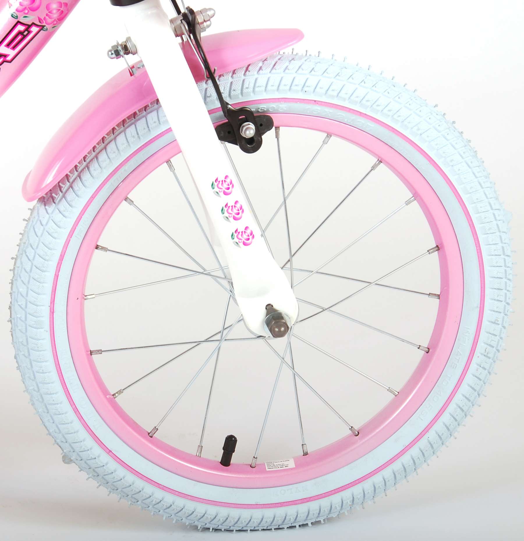 TPFSports Rose Kinderfahrrad - Mädchen - 16 Zoll - Rücktritt + Handbremse - Pink/Weiß