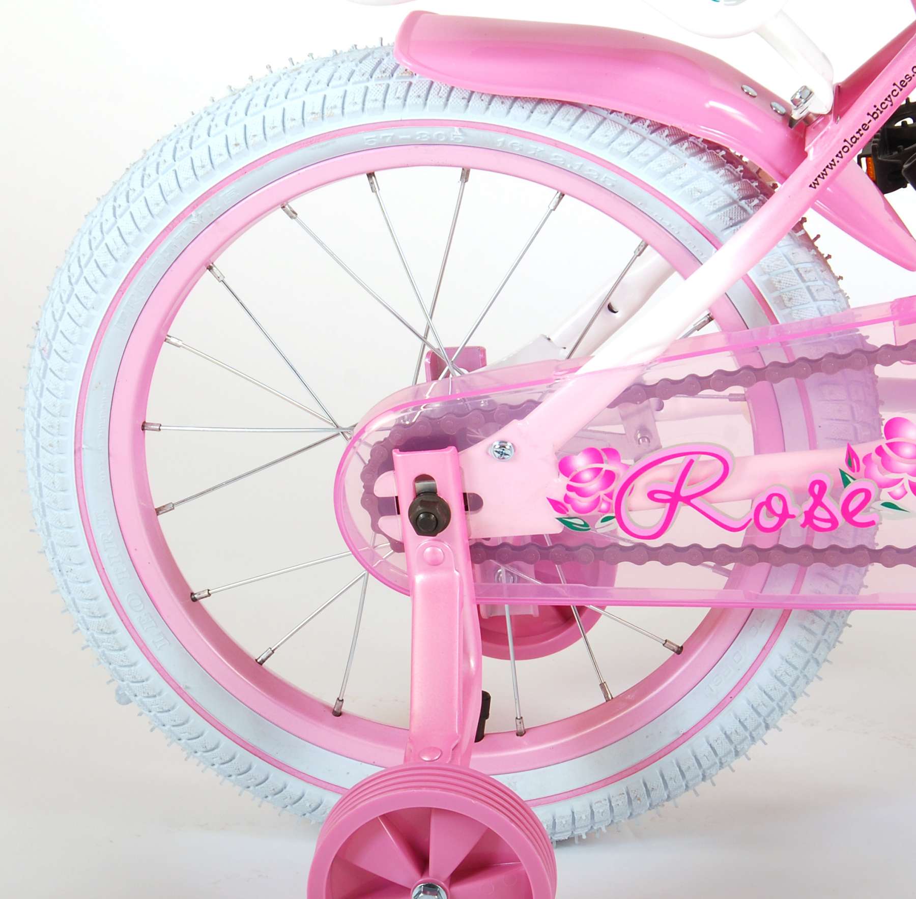 TPFSports Rose Kinderfahrrad - Mädchen - 16 Zoll - Rücktritt + Handbremse - Pink/Weiß