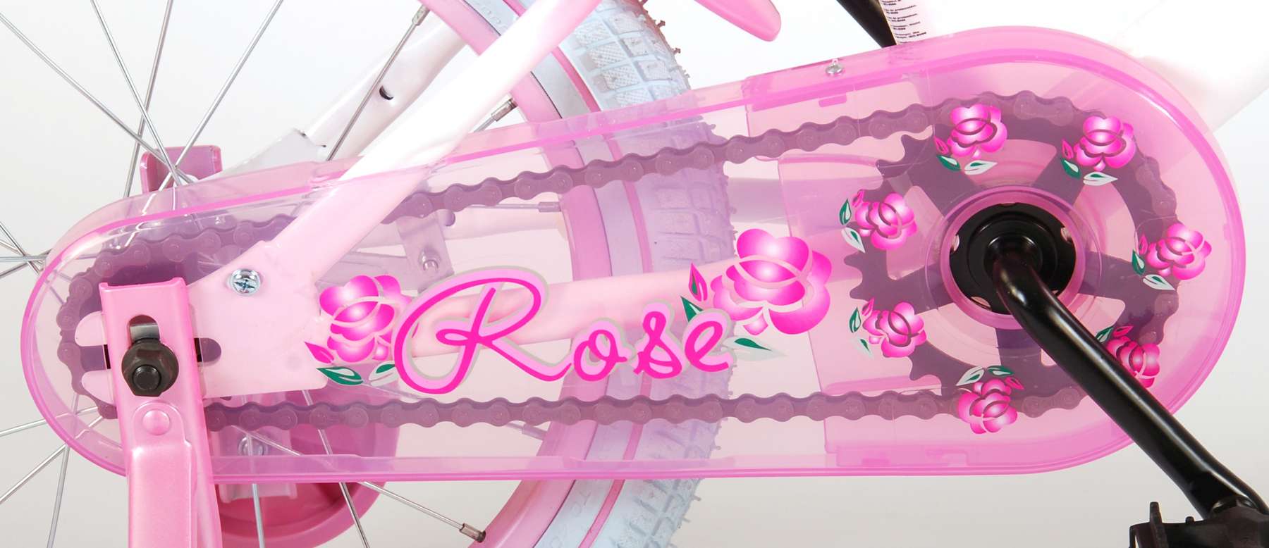 TPFSports Rose Kinderfahrrad - Mädchen - 16 Zoll - Rücktritt + Handbremse - Pink/Weiß