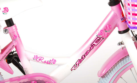 TPFSports Rose Kinderfahrrad - Mädchen - 16 Zoll - Rücktritt + Handbremse - Pink/Weiß