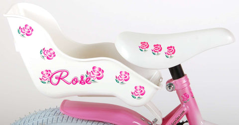 TPFSports Rose Kinderfahrrad - Mädchen - 16 Zoll - Rücktritt + Handbremse - Pink/Weiß