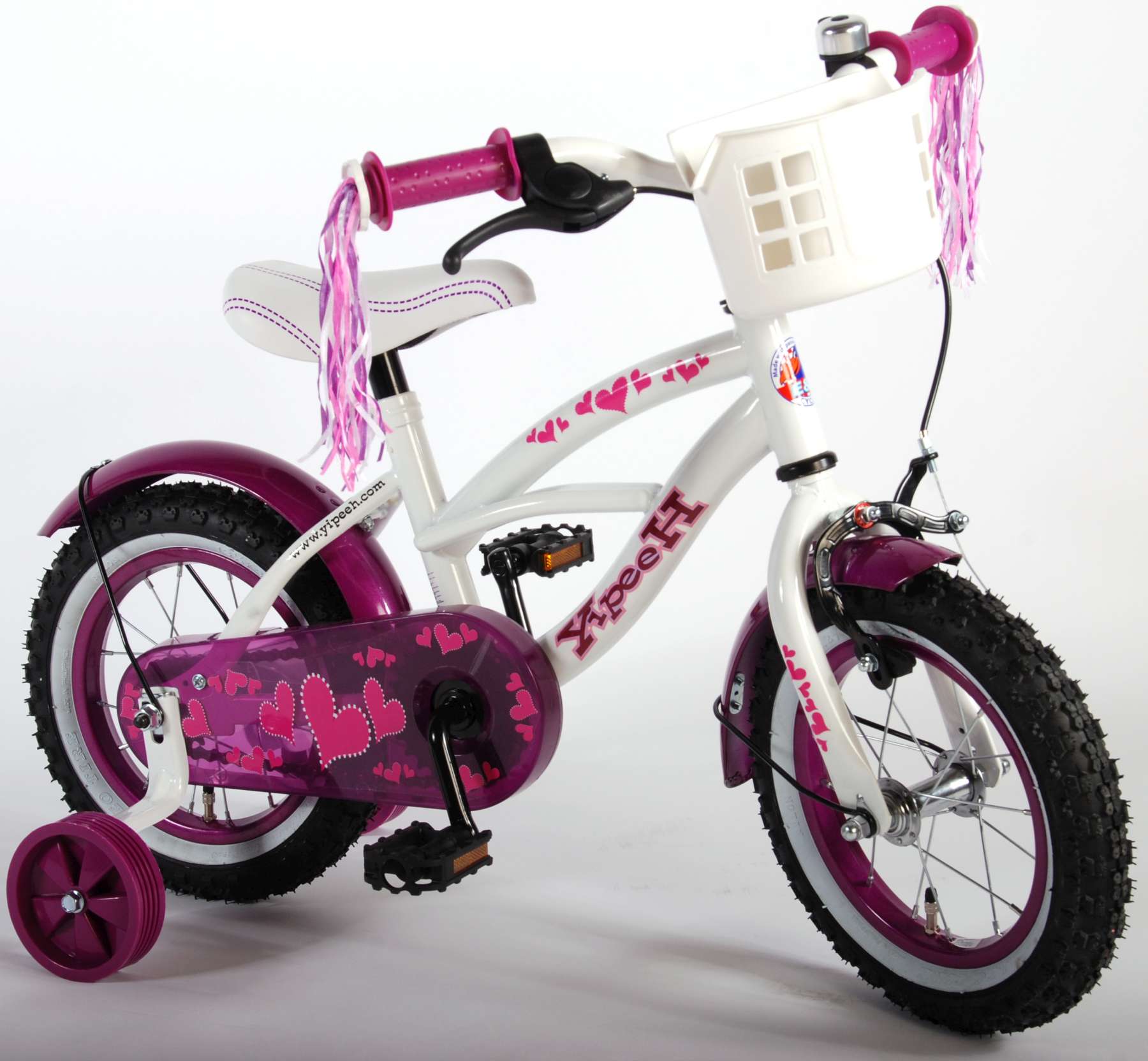 TPFSports Heart Cruiser Kinderfahrrad - Mädchen - 12 Zoll - Rücktritt + Handbremse - Weiß Lila