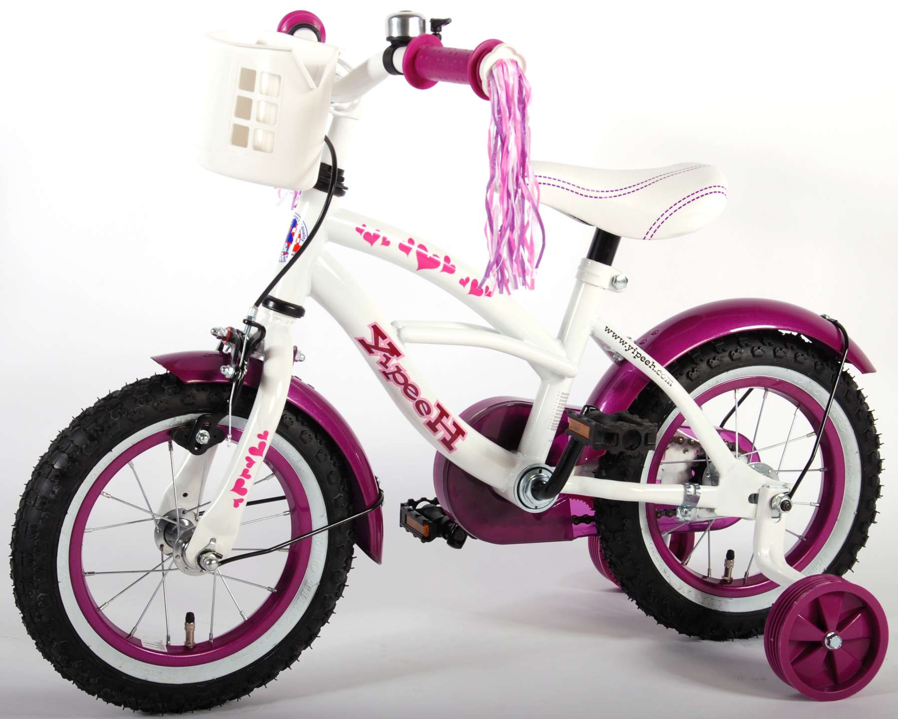 TPFSports Heart Cruiser Kinderfahrrad - Mädchen - 12 Zoll - Rücktritt + Handbremse - Weiß Lila