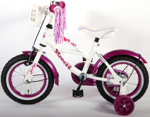 TPFSports Heart Cruiser Kinderfahrrad - Mädchen - 12 Zoll - Rücktritt + Handbremse - Weiß Lila