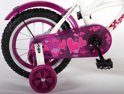 TPFSports Heart Cruiser Kinderfahrrad - Mädchen - 12 Zoll - Rücktritt + Handbremse - Weiß Lila