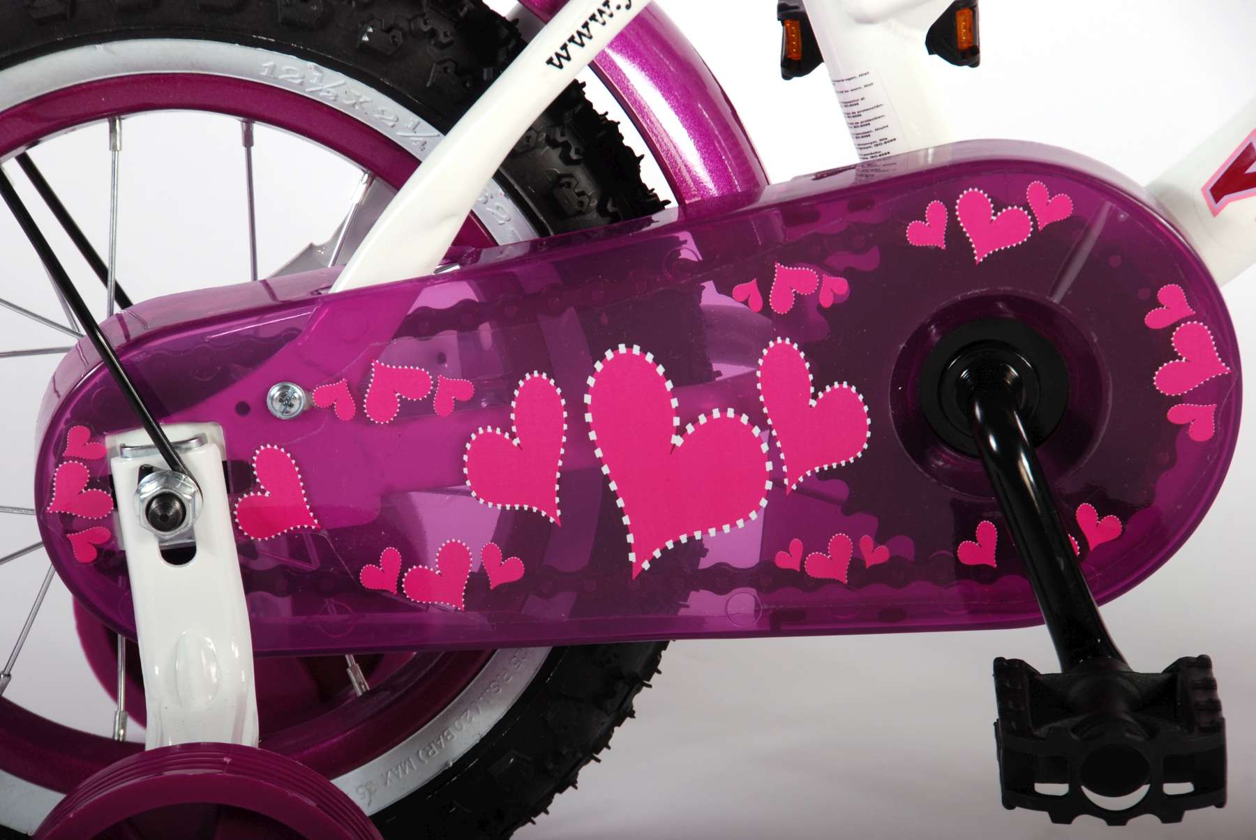 TPFSports Heart Cruiser Kinderfahrrad - Mädchen - 12 Zoll - Rücktritt + Handbremse - Weiß Lila