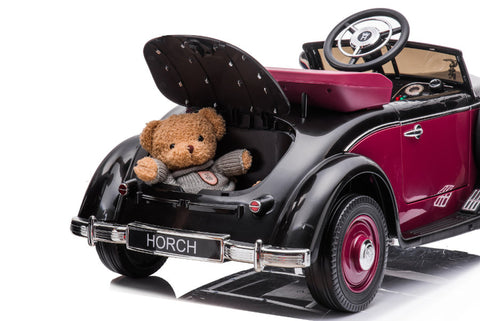 TPFLiving Elektro-Kinderauto Audi Horch 930V Oldtimer rot - Kinderauto - Elektroauto - Ledersitz und Sicherheitsgurt