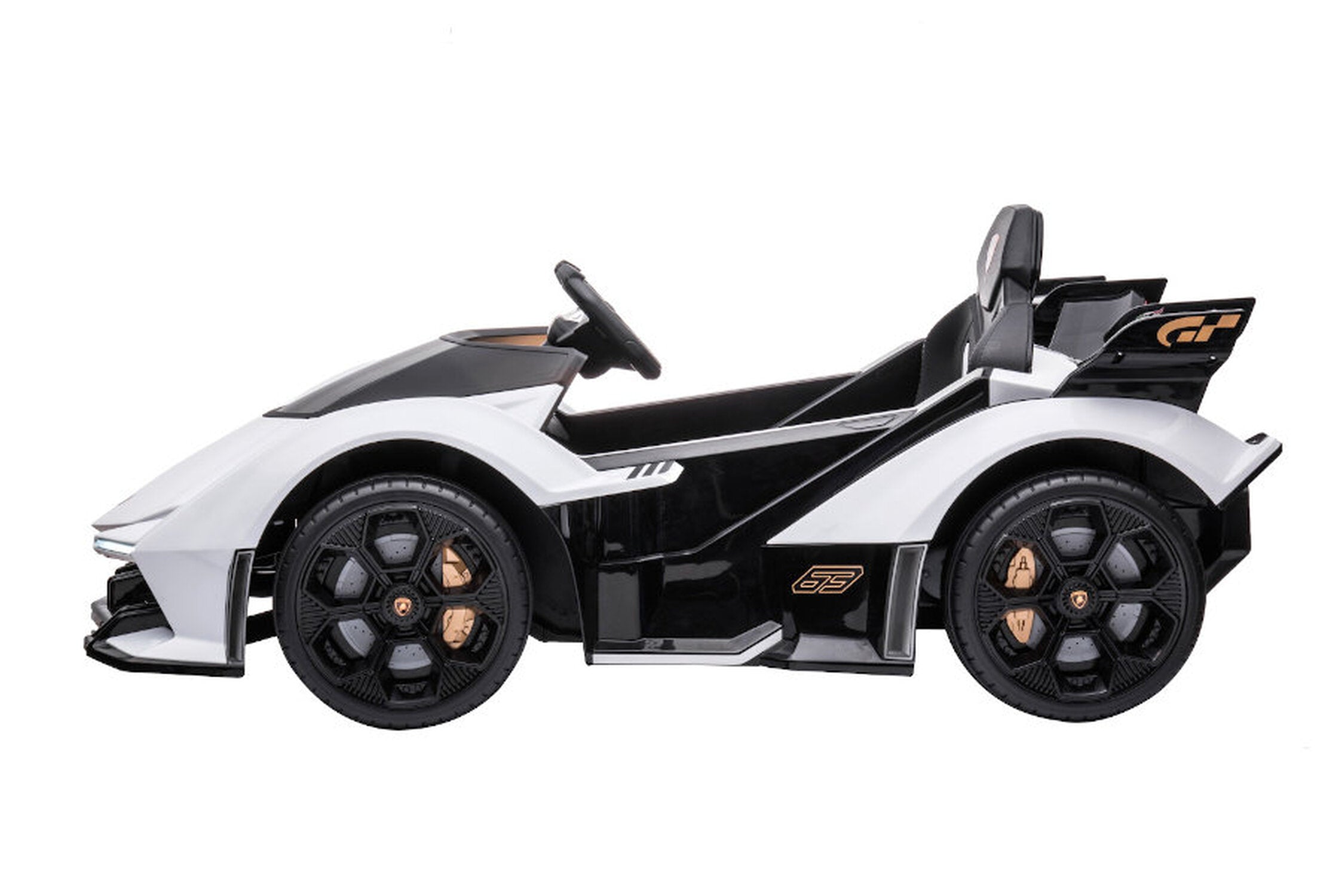 TPFLiving Elektro-Kinderauto Lamborghini V12 Vision Gran Turismo - Kinderauto - Elektroauto - Ledersitz und Sicherheitsgurt