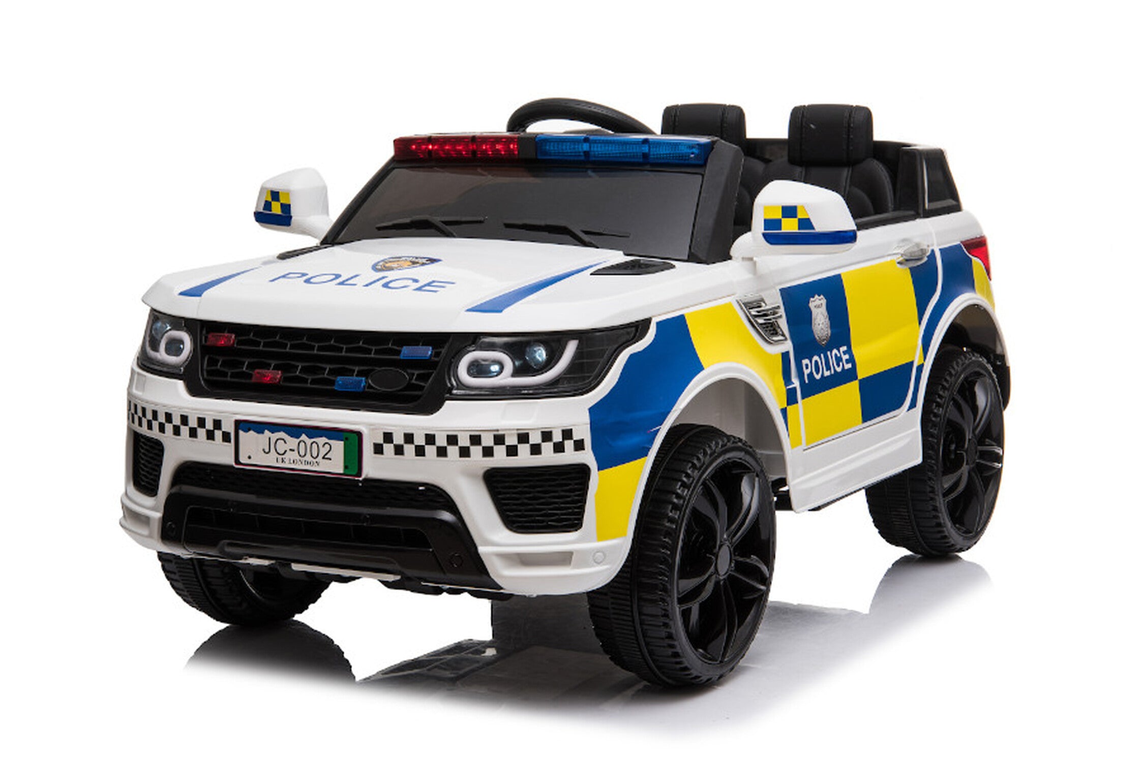 TPFLiving Elektro-Kinderauto GB-Polizei Auto - Kinderauto - Elektroauto - Sicherheitsgurt