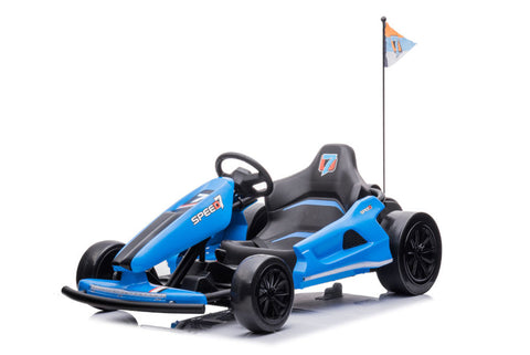 TPFLiving Elektro-Kinderquad eDrift Car blau - Kinderauto - Elektroauto - Elektro-Gokart - Sicherheitsgurt und Hinterreifen zum Driften