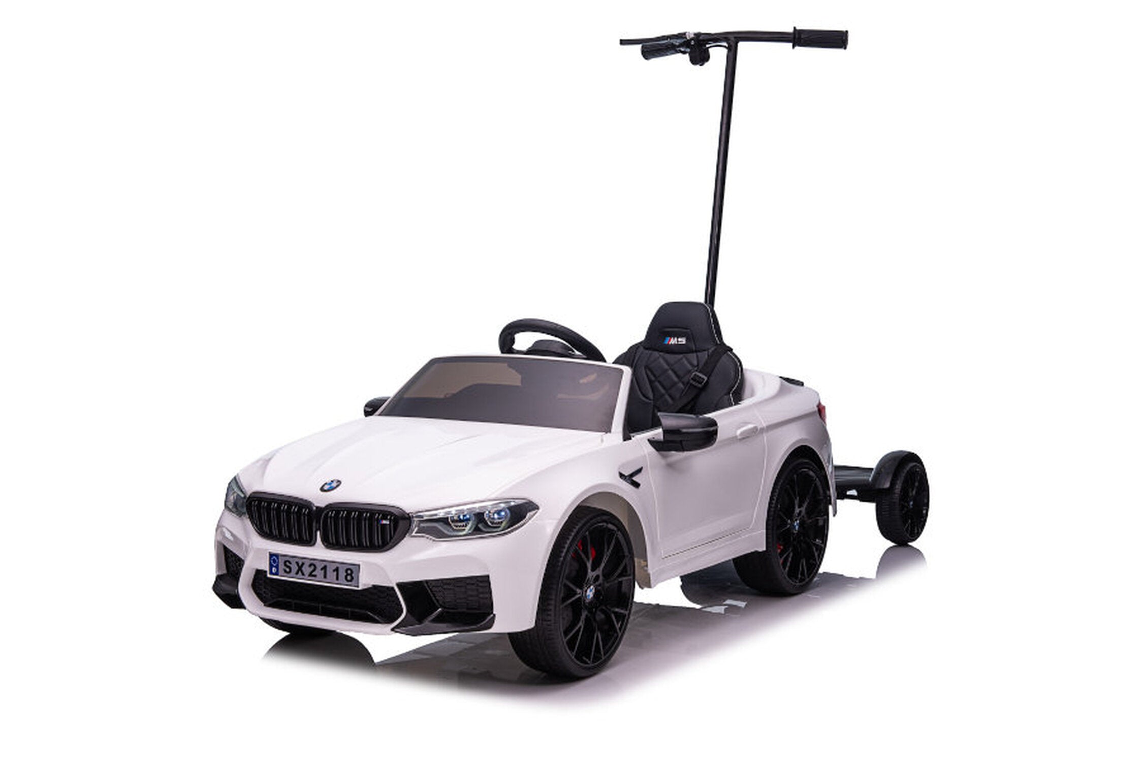 TPFLiving Elektro-Kinderauto BMW M5 weiss - Kinderauto - Elektroauto - Ledersitz und Sicherheitsgurt